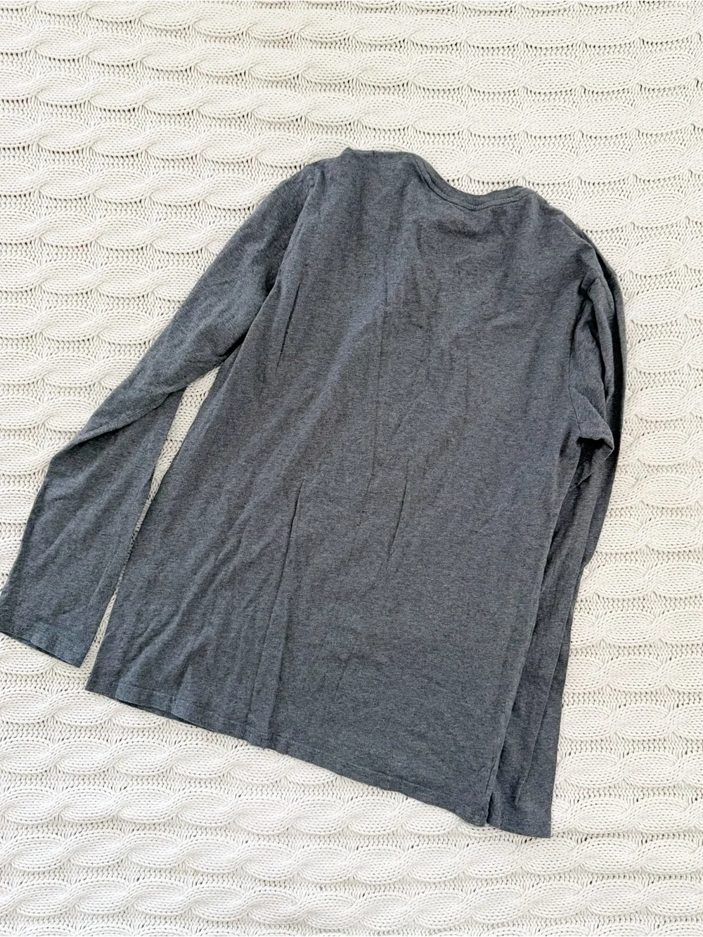 Polo by Ralph Lauren Men's Grey Long-Sleeve Bear Graphic Tee